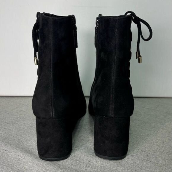 Cole Haan Black Suede Leah Bootie Lace Up Block Heel New 10 - Picture 7 of 11